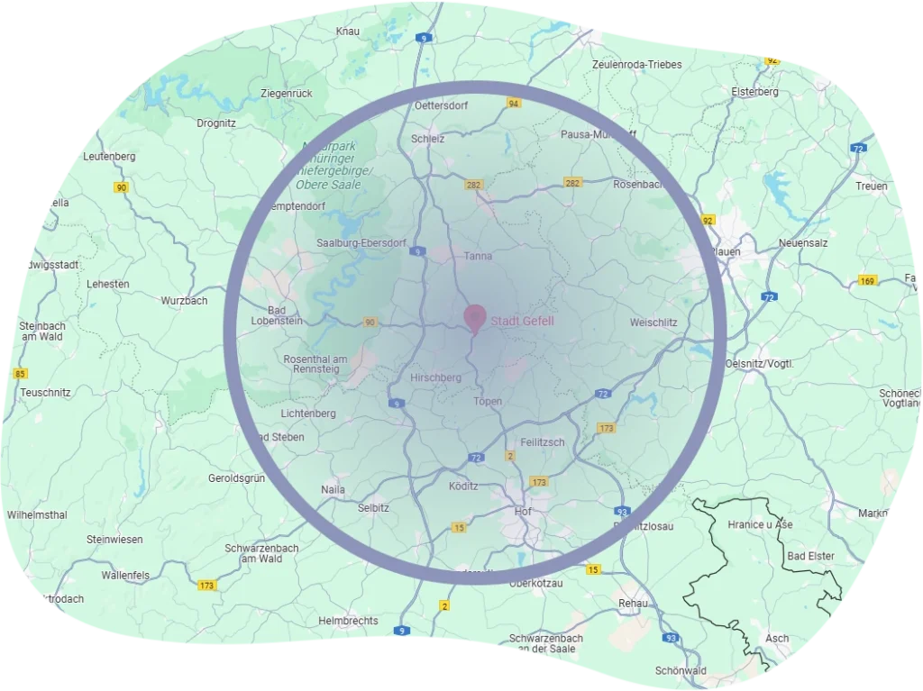Rathaus Gefell Umkreis Karte